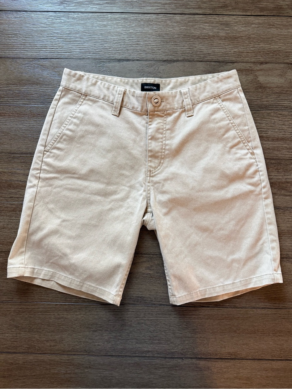Brixton Men's Khaki Flat-Front Cotton Shorts